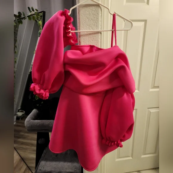 strapless open back dress Straps Hot Pink Corset Pleated Tight Homecoming Dress – FancyVestido main image 0
